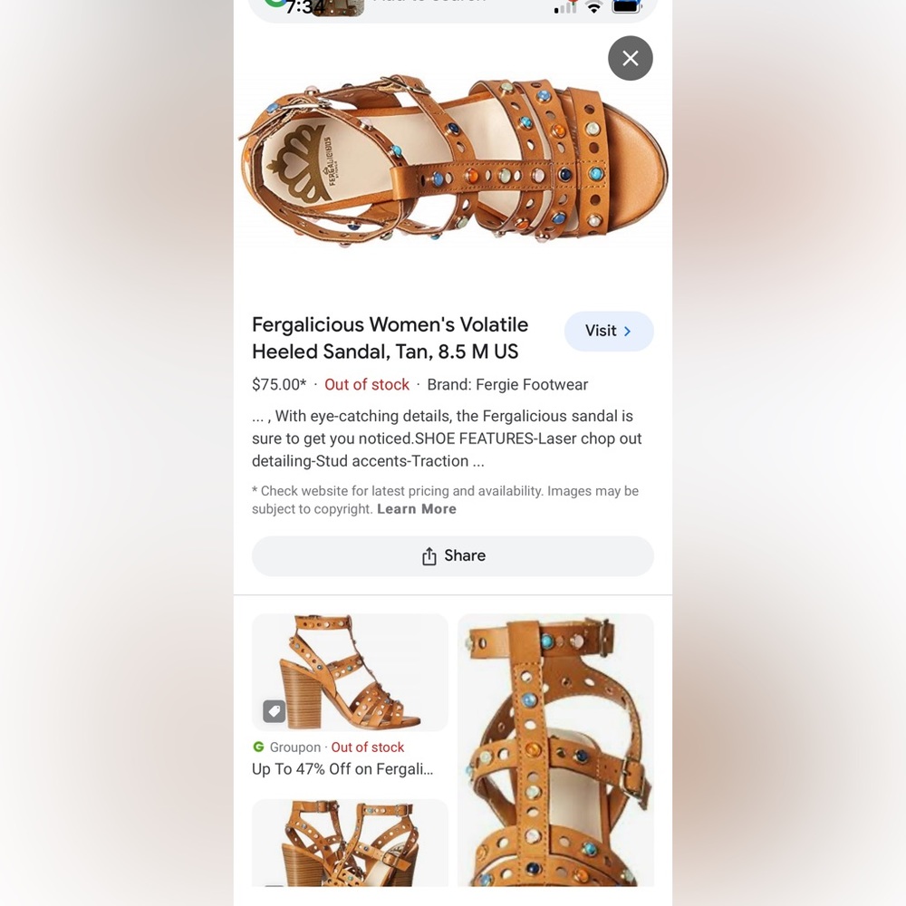 Women’s Fergalicious Volatile Heeled Sandal. Size 7.